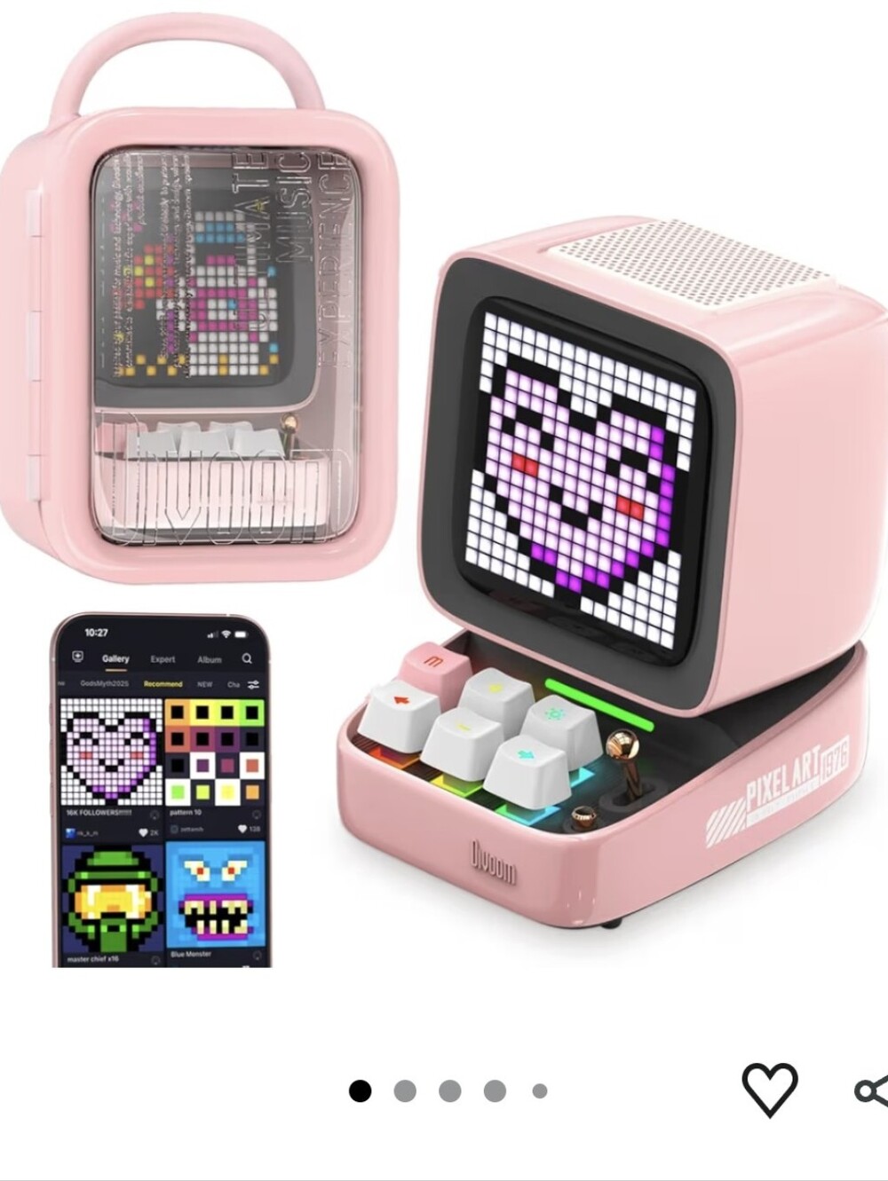 Divoom Ditoo Retro Pixel Art Game LED Bluetooth Speaker Desk Aesthetic Decor
